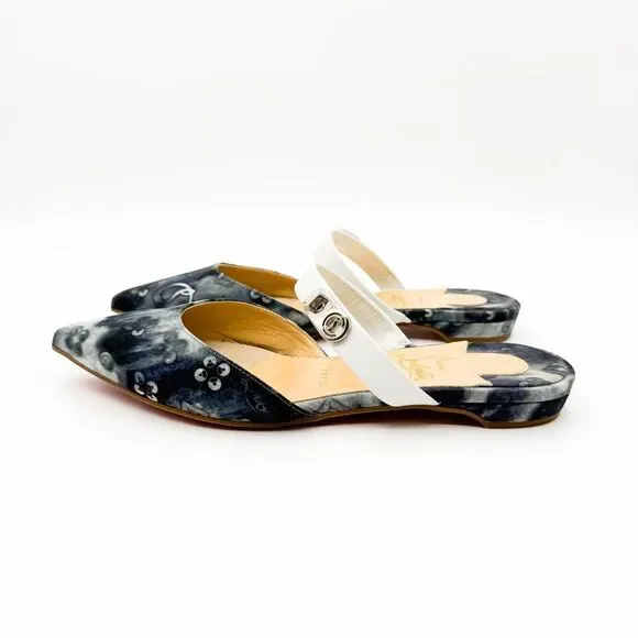 Christian Louboutin Choc Lock Pointed Toe Mules Flats EU 37 US 7 - Picture 4 of 13